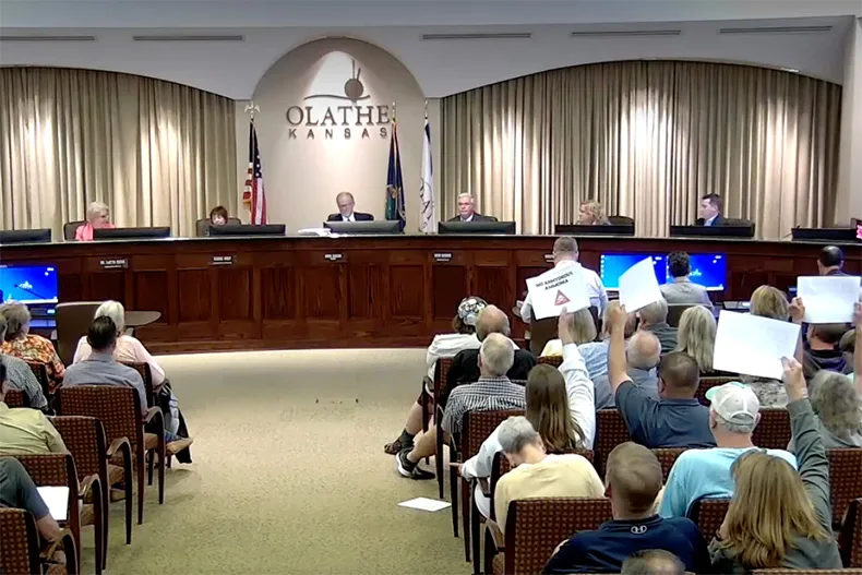 Screenshot of Olathe City Council meeting Sept. 16, 2025, via City of Olathe's website.