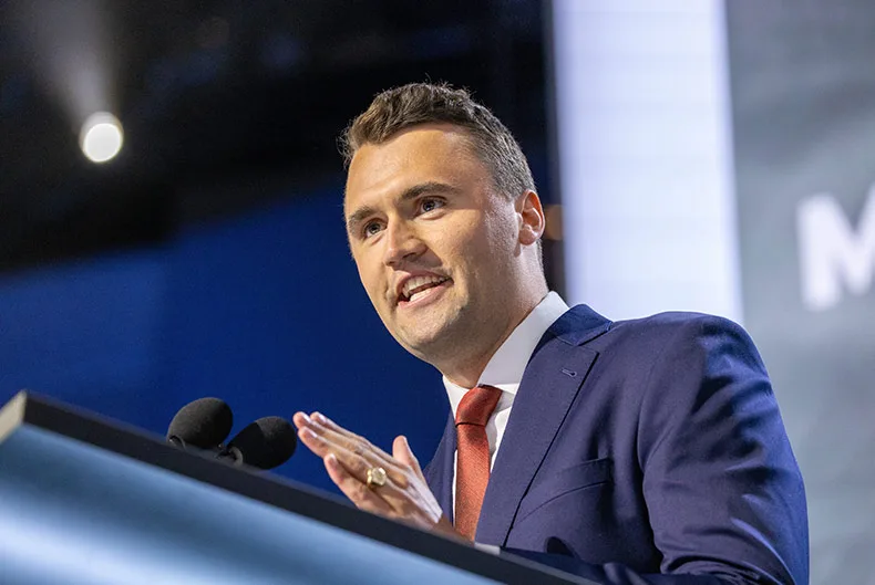 Turning Point USA founder Charlie Kirk spoke at the Republican Party National Convention in Milwaukee, Wisconsin, in July 2024.