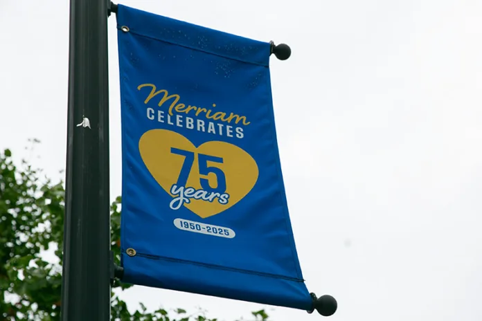The city of Merriam's 75th birthday banner