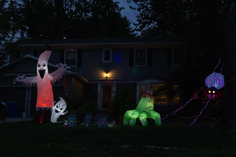 Glowing inflatables cover the lawn of a home near Windsor Drive and West 87th Street in Overland Park.