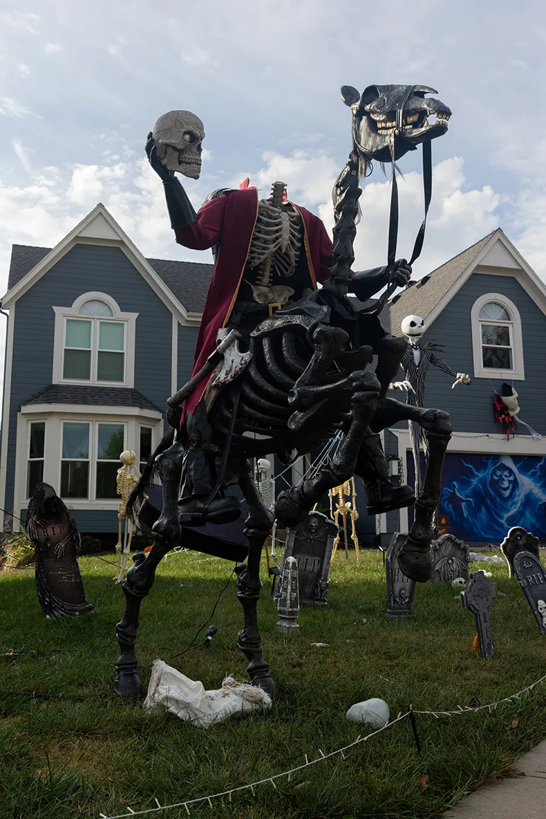 A headless horseman in the front yard of a home in the cul-de-sac off of South Greenwood and West 129th Terrace in Olathe.