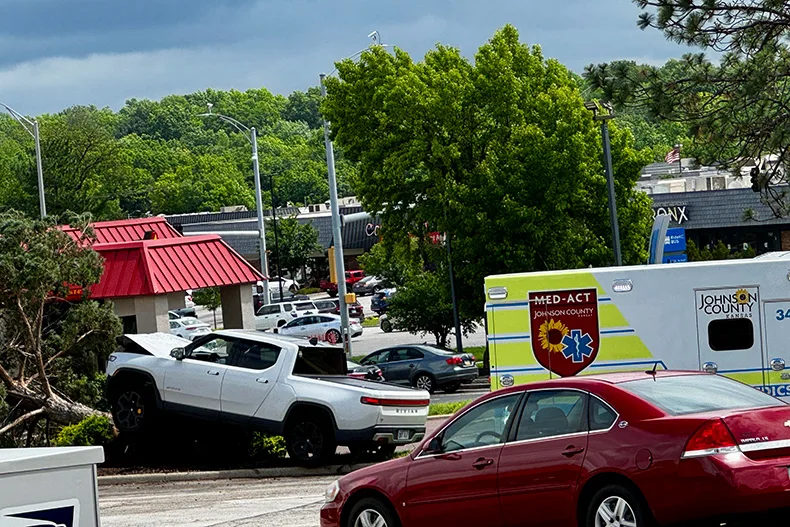 Med-Act responds to a truck crash at 105th and Metcalf in Overland Park.