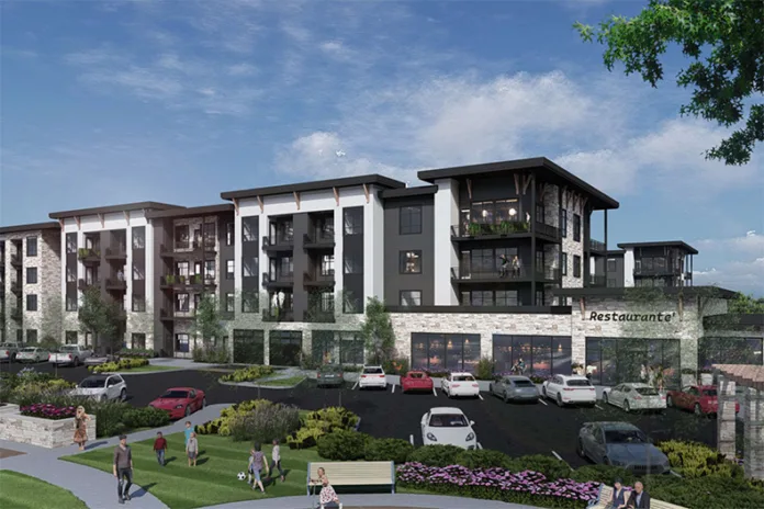 A design rendering of the mixed-use part of the Mission West project.