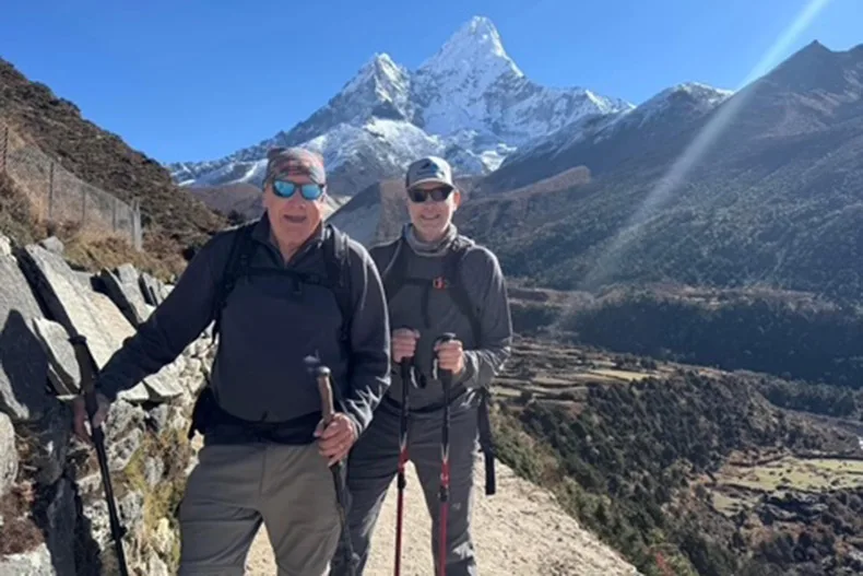 Dave and Dennis McClung complete the trek to the Mount Everest South Base Camp.