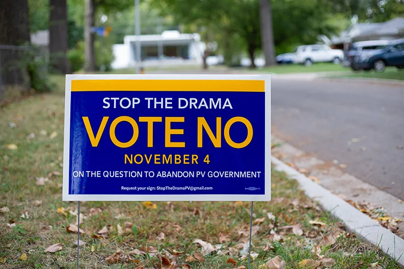 A yard sign encourages Prairie Village voters to reject the "abandon" petition on Nov. 4. Photo credit Vaughn Wheat/The Beacon.