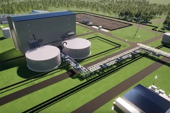 This screengrab from a TerraPower video illustrates the company's nuclear power plant design.