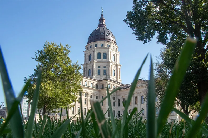 The Kansas Statehouse is seen in Topeka.