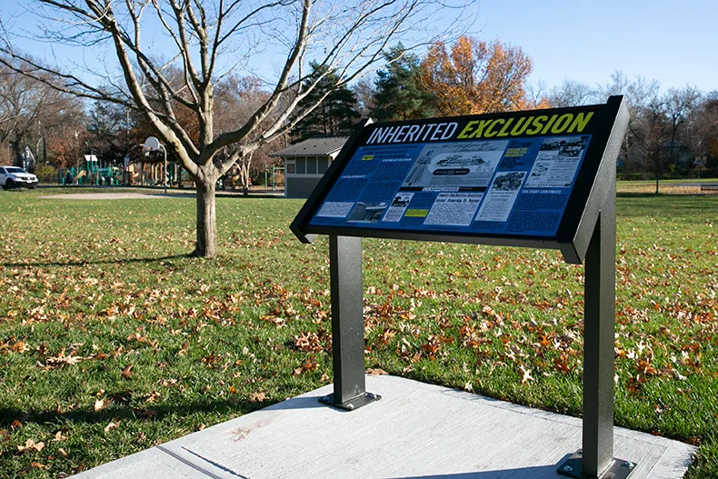 The interpretive panel in November 2025. Photo credit Juliana Garcia. 