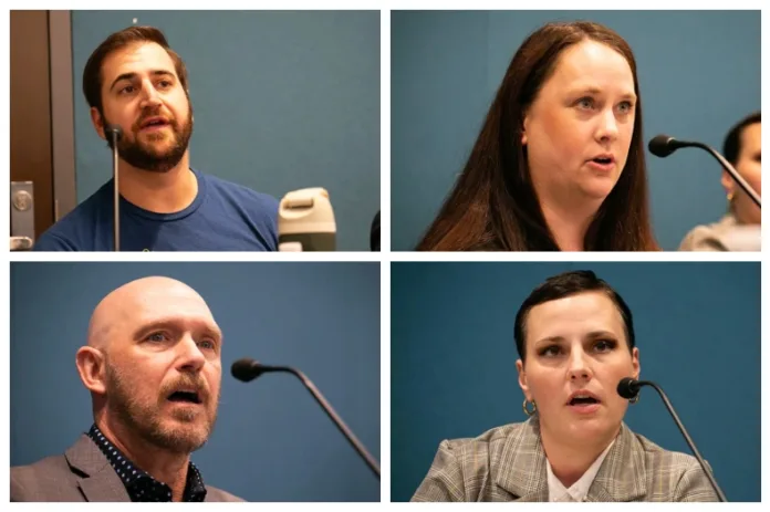 Newcomers who all appear poised to win their bids for the Shawnee City Council include, (clockwise from top left) Steele Reynolds for Ward 1, Morgan Rainey for Ward 3, Erin Aldridge for Ward 4 and Eric Persson for Ward 2.