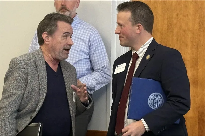 Republican Sen. Doug Shane, right, wants the Kansas Consumer Protection Act to apply to residential rentals. He said that would increase penalties on landlords who fail to maintain safe living conditions at their properties.