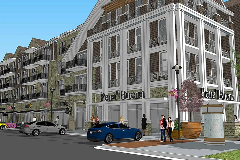 A design rendering of the mixed-use proposal at 151st and Mur-Len.