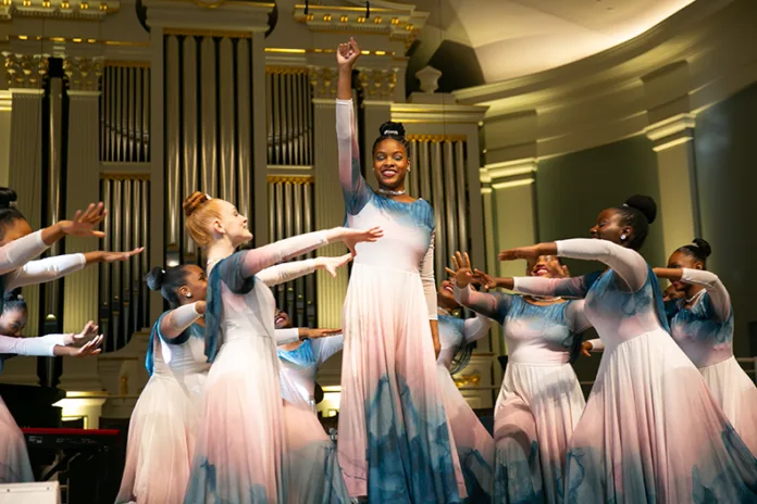 A dance group from Kansas City, Kansas, performs at the 5th annual Martin Luther King Jr. Day celebration in Prairie Village. Photo credit Juliana Garcia.