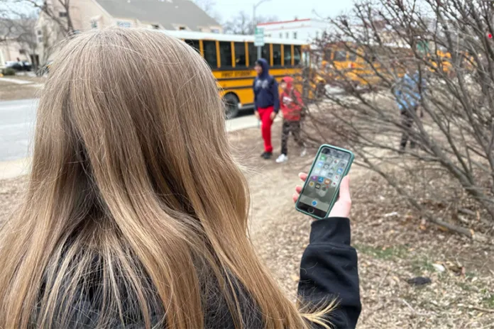 Kansas schools, like this one in Lawrence, would be required to ban cell phones for students all day under one proposed bill.