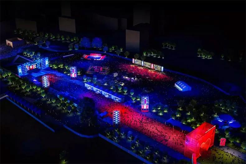 A bird's eye view rendering shows a second stage for live music and a range of entertainment at the FIFA Fan Festival in Kansas City.