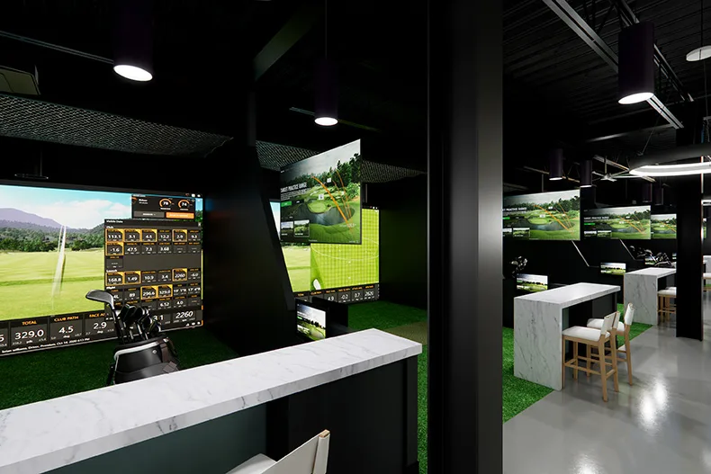 GolfTRK Prairie Village interior rendering. Courtenay Dean Wallace, Principal, Assoc. AIA - E-Volutions Designs