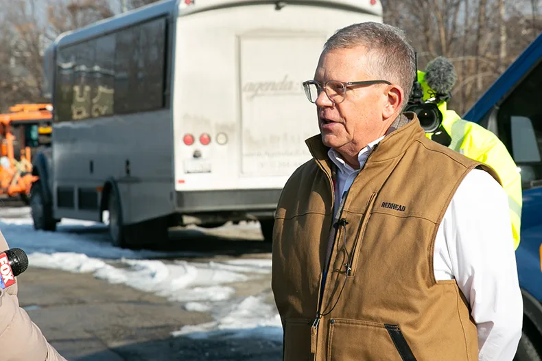 Steve Rockers, project director with the Kansas Department of Transportation, is interviewed on Feb. 3.