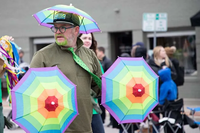 Hundreds of people huddled in downtown Overland Park Saturday morning for the annual St. Patrick's Day parade.