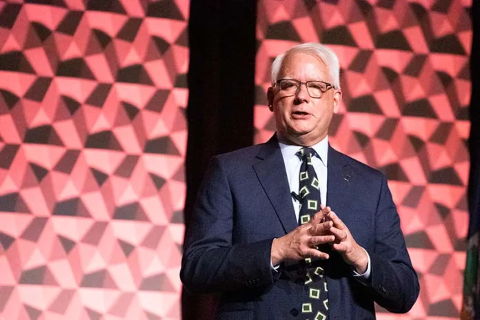 Mayor Skoog during Overland Park's annual State of the City event on March 10, 2026.