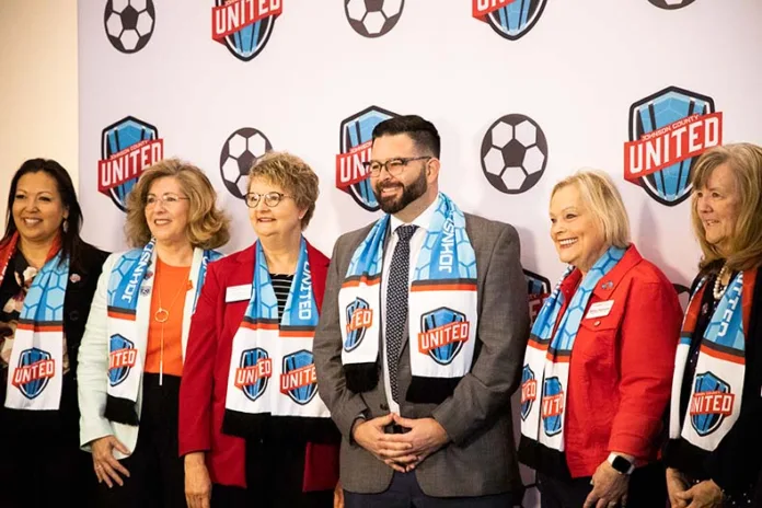 Local officials gathered ahead of the Johnson County United World Cup 2026 rally in Overland Park.