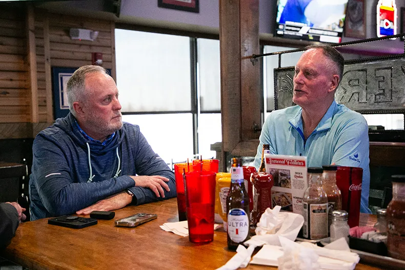 Olathe residents and friends Lee Dehon (left) and Rex Henick have been Chiefs fans since the 1960s.