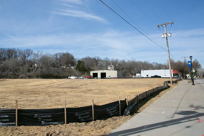 The city now owns the above empty lot, which used to be Baker's Marble and Electronic Technology Institute. Photo credit Juliana Garcia.