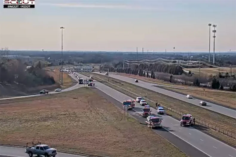 Multi-vehicle crash on K-10 causes miles-long backup, no injuries reported