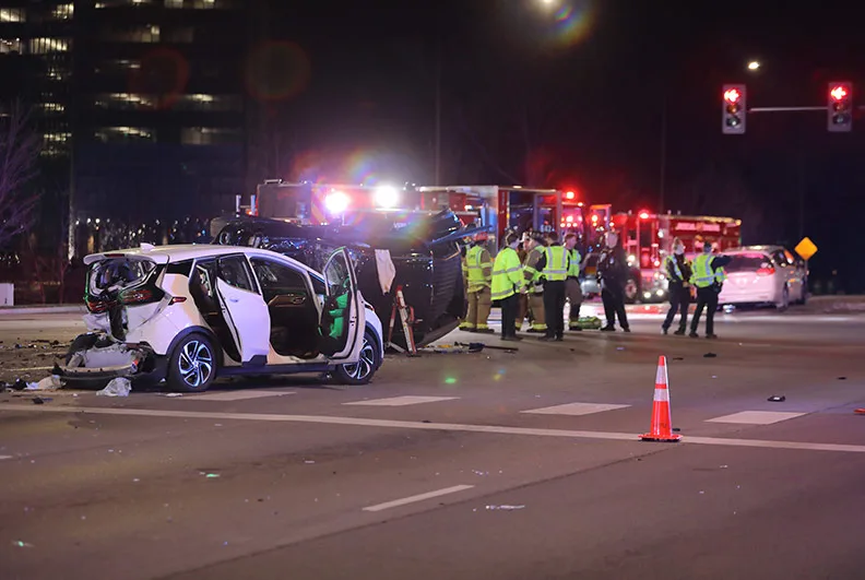 6 people hospitalized after rear-end crash at Metcalf and 95th in