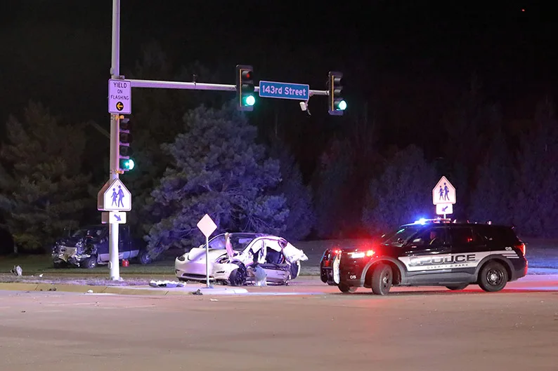 Overland Park Police search for driver of stolen pickup who fled crash scene