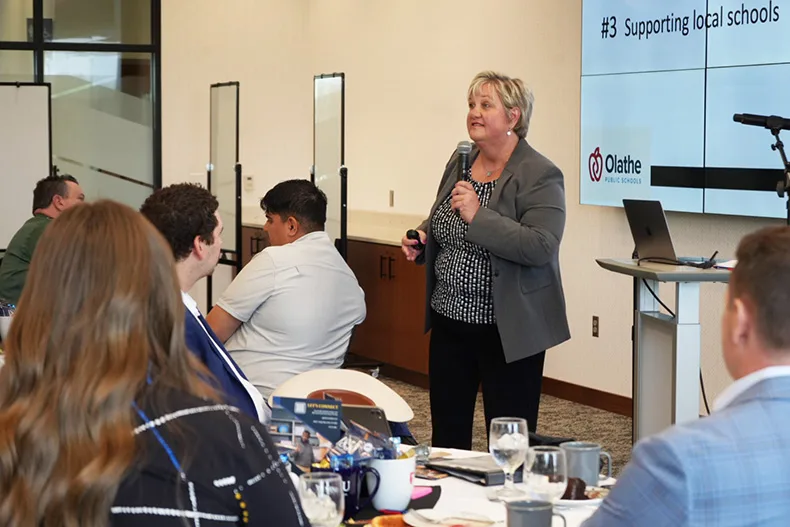Heather Schoonover, director of community development for Olathe Public Schools, talked about forming community partnerships and how they benefit educational systems.