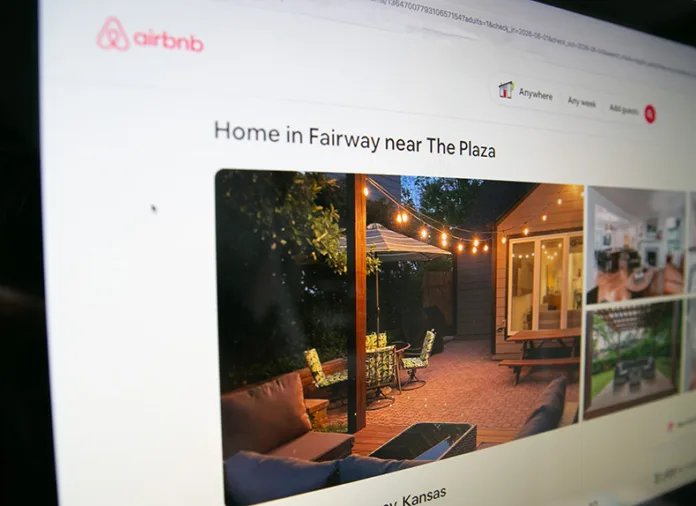 An AirBnB posting for a short-term rental stay in Fairway in early June, when the city's 1,000-foot buffer between such properties becomes unenforceable to comply with a recently passed state law. Photo illustration credit Juliana Garcia.