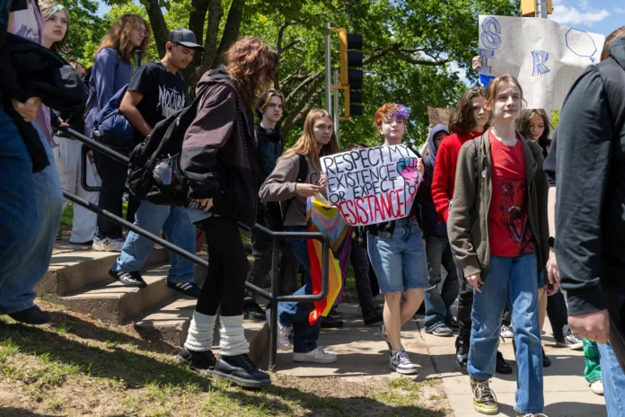 SM North students walk out in shadow of Kansas school protest law