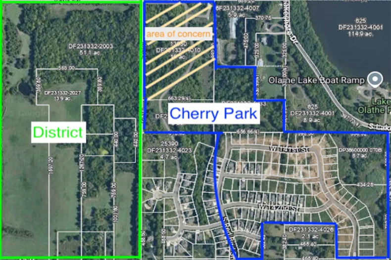 Map of the disputed land in western Olathe. Photo from court documents.