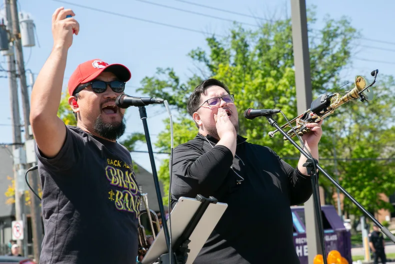 The Back Alley Brass Band provided live music during the Corinth Square rally. Photo credit Juliana Garcia. 