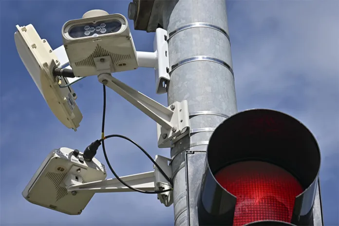 Automated license plate readers near Prospect Avenue and Gregory Boulevard in Kansas City, Missouri.