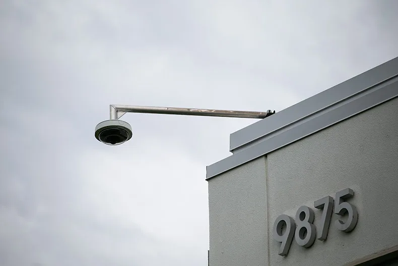 One of the exterior building cameras at Central Resource Library in Overland Park.
