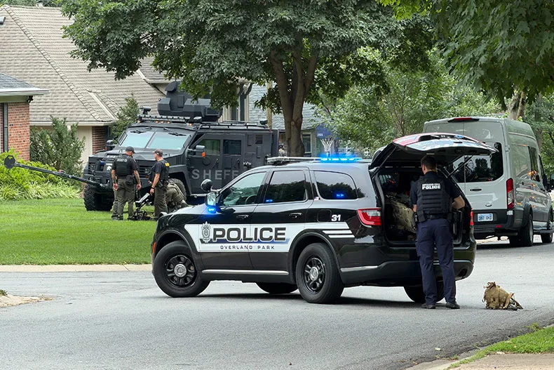 Overland Park standoff ends after hours of negotiation with man dying of self-inflicted gunshot wound
