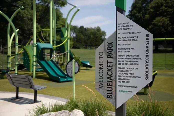 Bluejacket Park at 10101 Bond St in northern Overland Park.