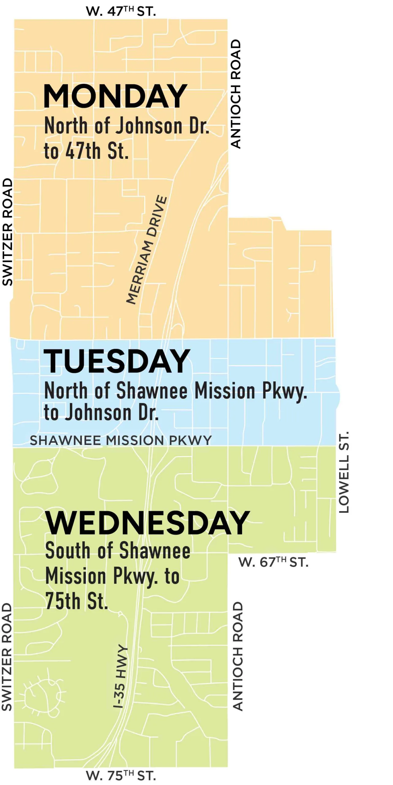 Merriam single trash hauler pickup map