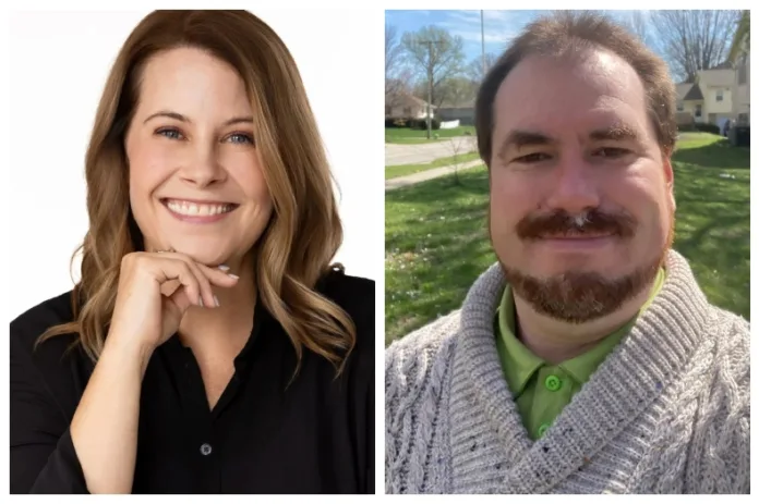 Jennifer Day (left) and Samuel Lane are competing in the Democratic primary for Kansas Secretary of State.