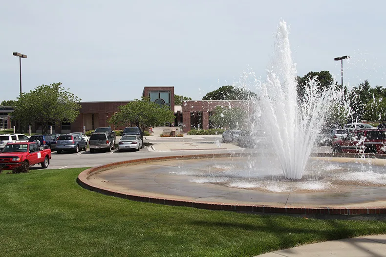 Lenexa's old city hall fountain — once dyed for local festivals — broke down and is being torn out