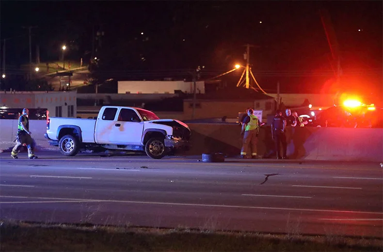 Pickup driver crashes into concrete barrier on I-35 in Merriam
