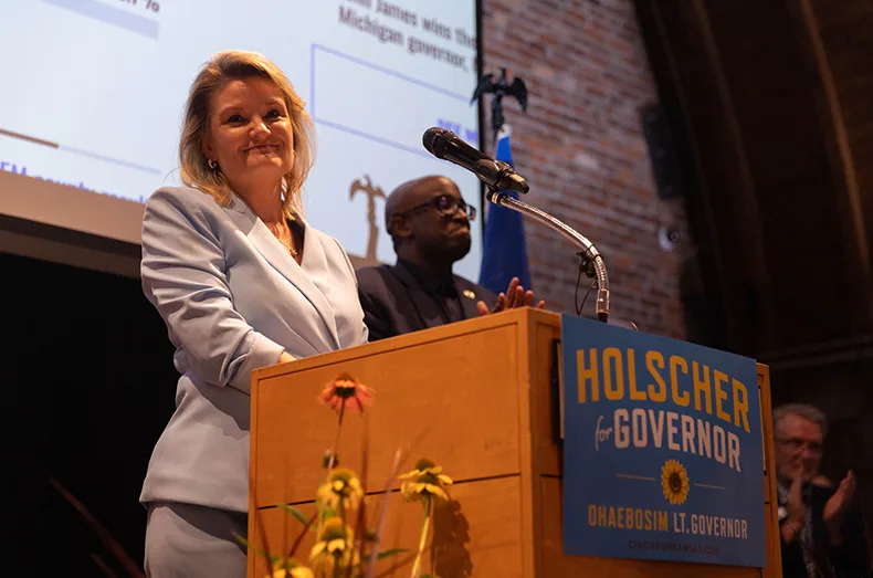 Cindy Holscher celebrated her primary victory on Tuesday night.