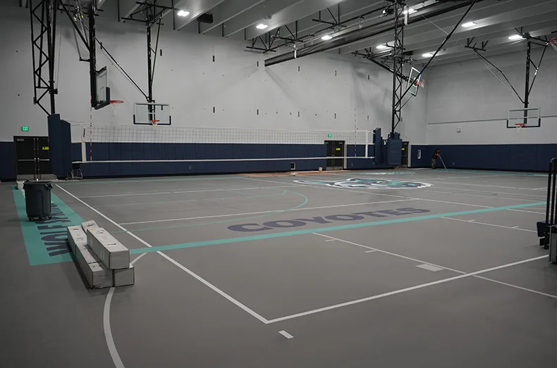 The school’s secondary gym also serves as the building’s storm shelter.