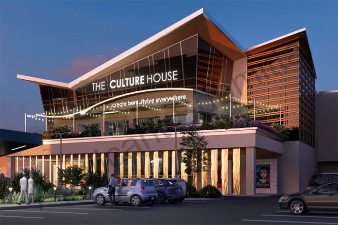 A conceptual rendering of what would be a new performing arts center and academy for Olathe-based nonprofit The Culture House on the north side of Oak Park Mall in Overland Park. Image via Overland Park planning documents.