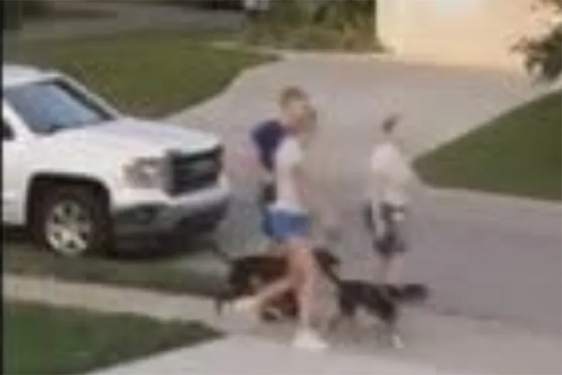 The individuals the Prairie Village Police Department are seeking help to identify in connection with the off-leash dog attack against Sawyer. Photo via Prairie Village Police Department Facebook page.