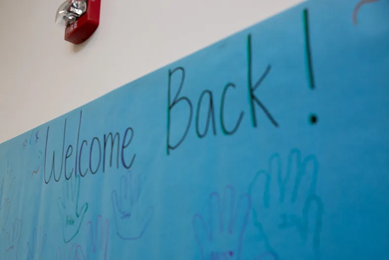 Pawnee teachers prepared the school for the first day with decorations and signs welcoming Panthers back to classrooms. Photo credit Juliana Garcia.