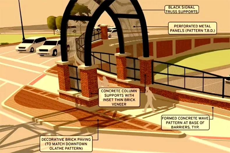 Pedestrians will be able to walk across the bridge on Santa Fe. Image from city documents.