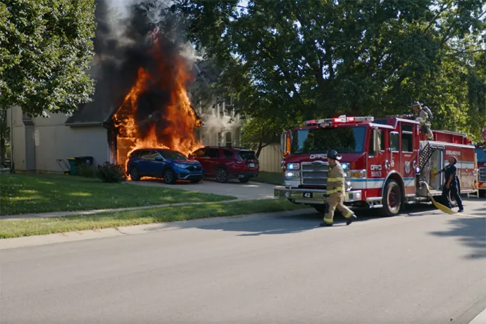 Overland Park and Olathe firefighters put out a house fire in the Amber Meadows neighborhood on Tuesday morning.