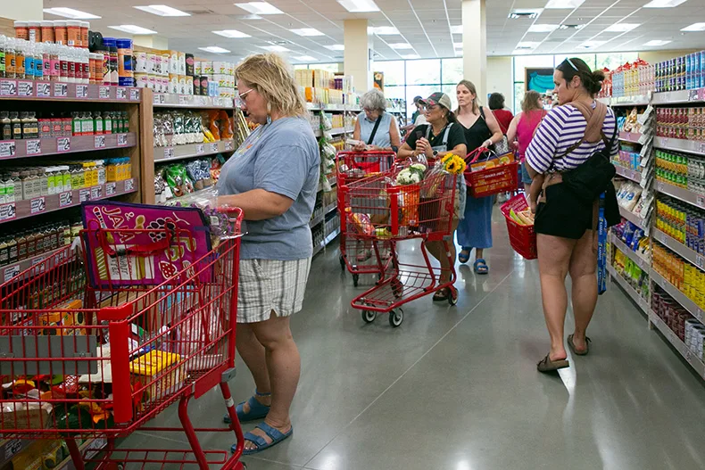 Shoppers packed the aisles and checkout lanes on Wednesday morning. Photo credit Juliana Garcia. 