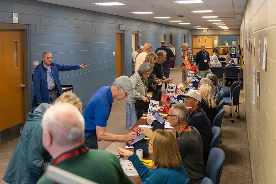 Early voters cast their ballots on Tuesday, Oct. 20, at Hilltop Conference Center Blue Valley in Overland Park.